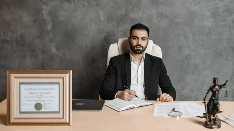 Professional setting up a business online using government services portal on computer
