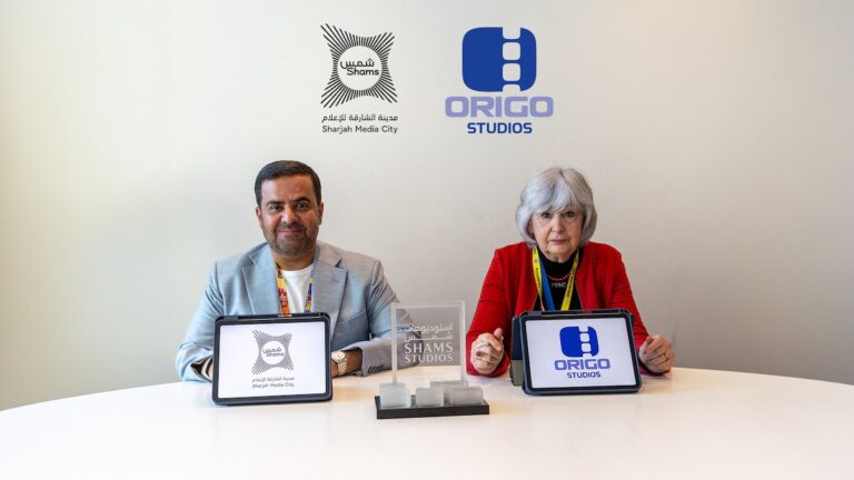 Shams and Origo Studios launch three-phase training and knowledge-transfer programme: representatives of Sharjah Media City (Shams) and Origo Studios at the partnership signing